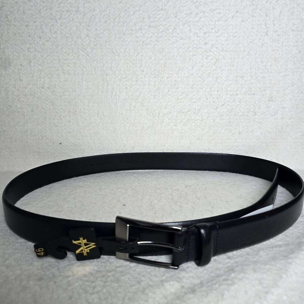 NWT Mens Wearhouse Genuine Leather Black Dress Belt Size 46 52" Long